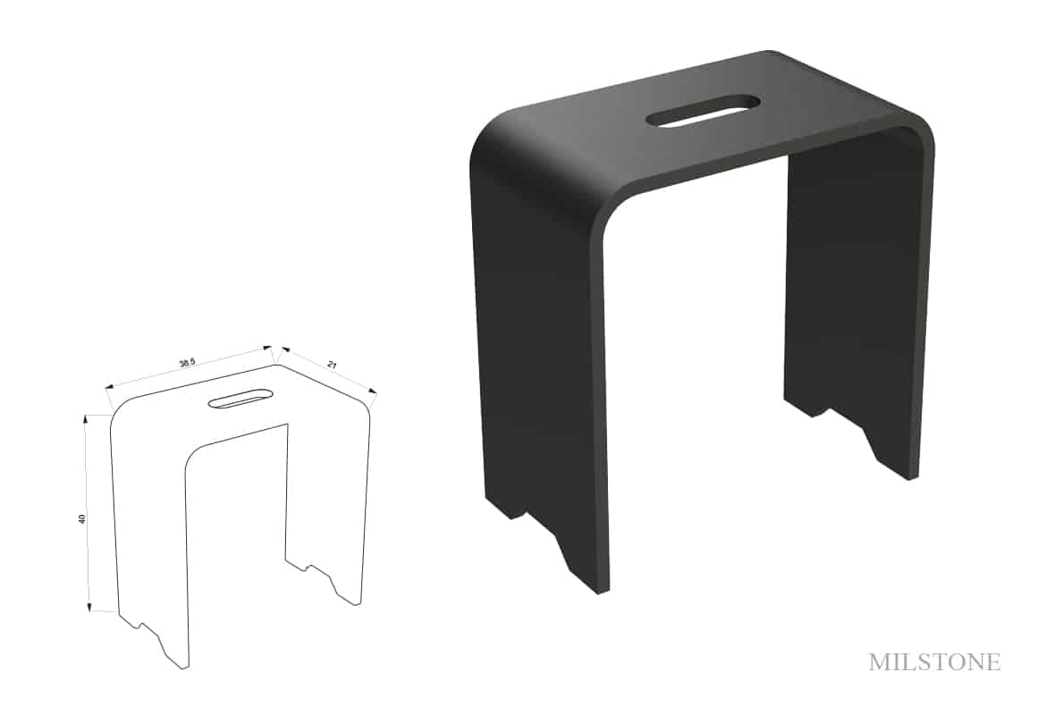 כיסא AVONITE DESIGN שחור למקלחת קטן עם חור 21*38.5*40