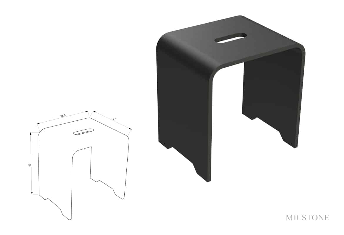 כיסא AVONITE DESIGN שחור למקלחת גדול עם חור 31*38.5*40